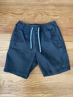 Quiksilver Waterman Cabo Elastic Waist Walk Shorts 8" Dark Blue Cotton Small
